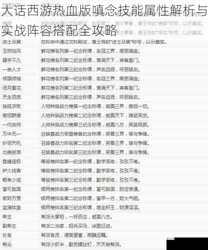大话西游热血版嗔念技能属性解析与实战阵容搭配全攻略
