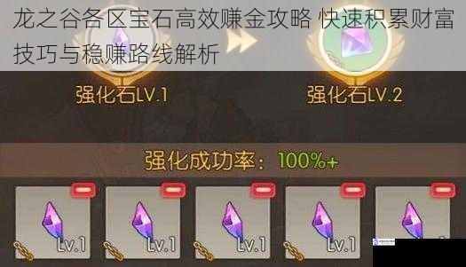龙之谷各区宝石高效赚金攻略 快速积累财富技巧与稳赚路线解析