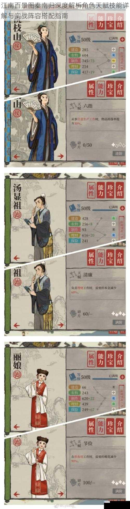 江南百景图秦南归深度解析角色天赋技能详解与实战阵容搭配指南
