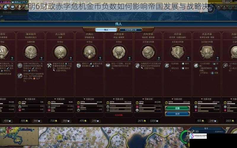 文明6财政赤字危机金币负数如何影响帝国发展与战略决策