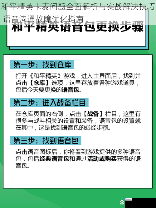 和平精英卡麦问题全面解析与实战解决技巧 语音沟通故障优化指南